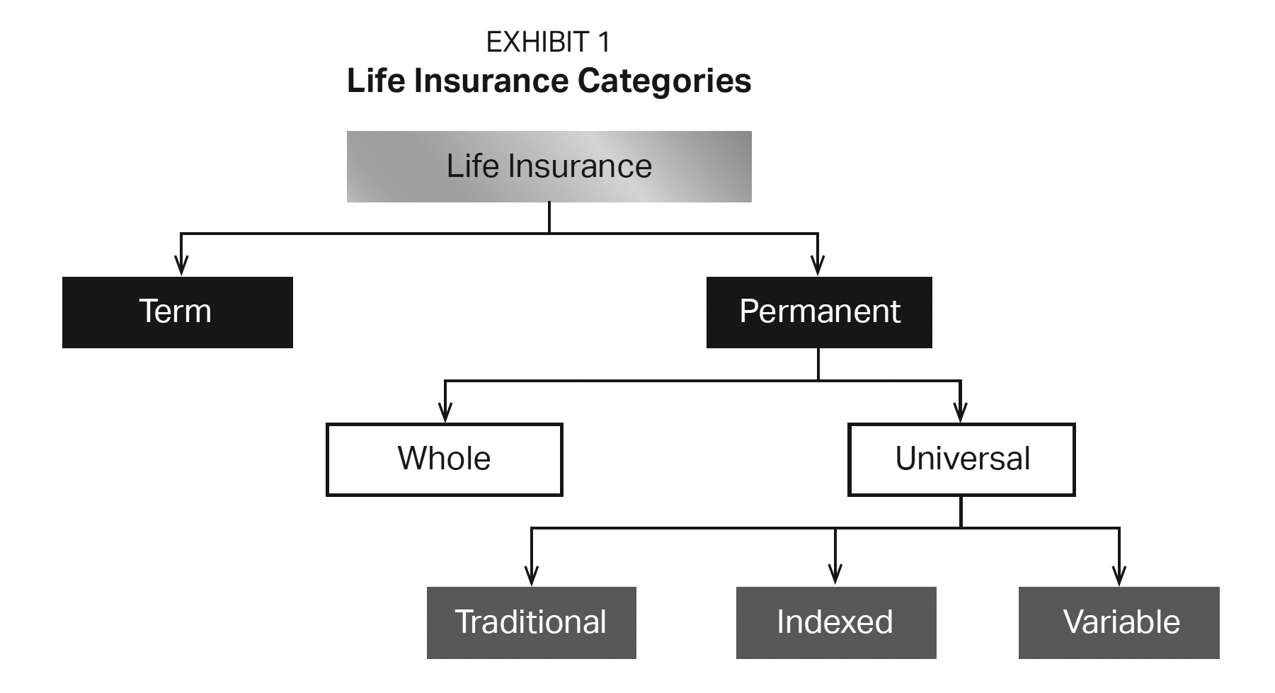 Exhibit 1 Life Insurance Categories